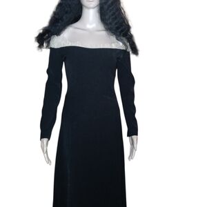 Elegant Black Off-Shoulder Vintage Dress